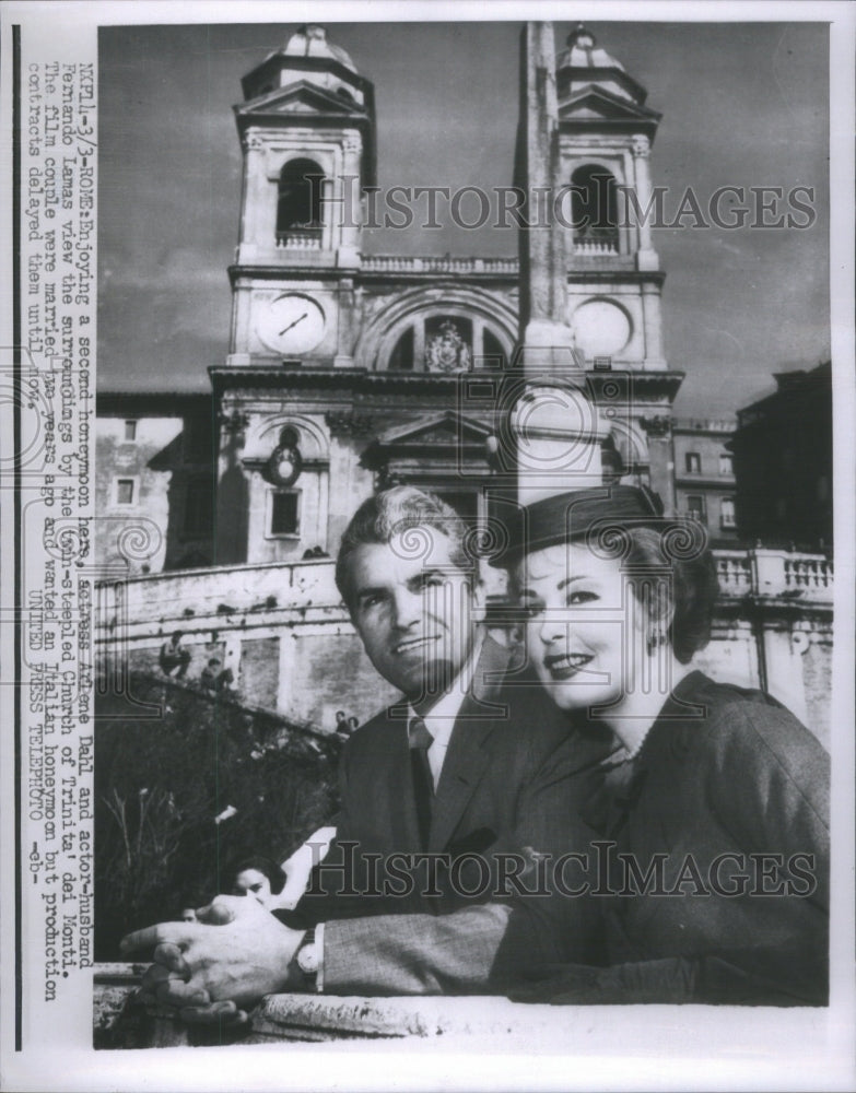 1956 Arlene Dahl actress husband Fernando Lamas actor church look-Historic Images