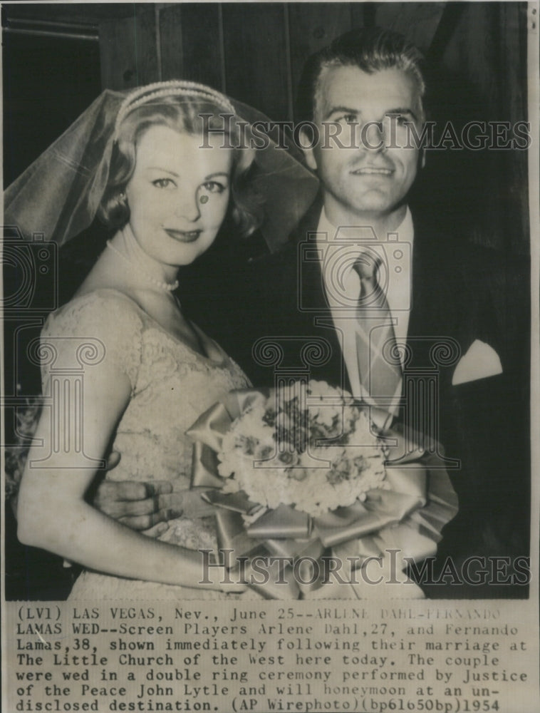 1954 Screen players Arlene Dahl Fernando Lamas marriage Church - Historic Images