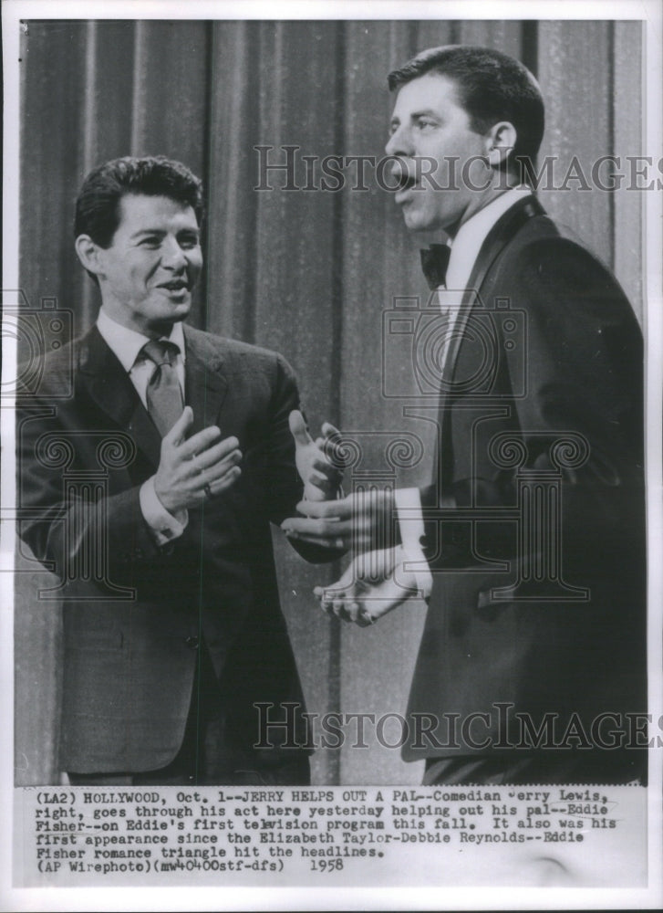 1958, Eddie Fisher Comedian Jerry Lewis Elizabeth Taylor Debbie - Historic Images