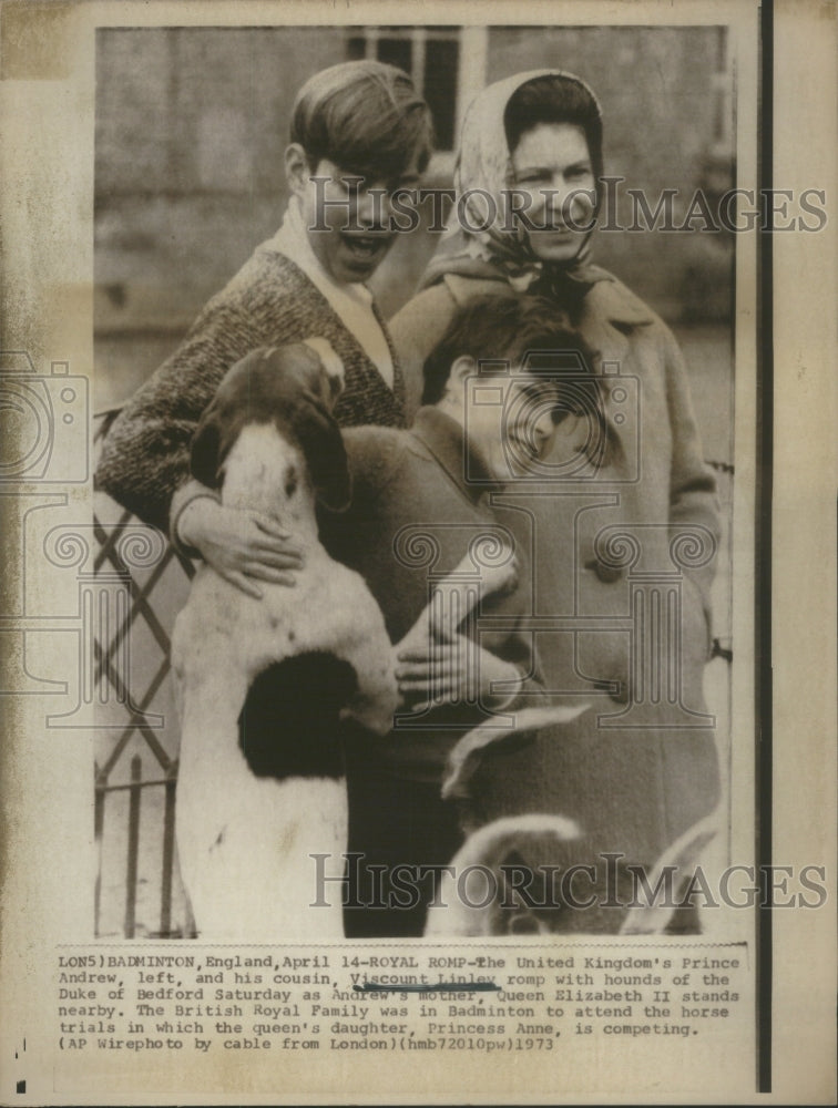 1973 Press Photo British Royal Family Badminton Prince Andrew Viscount Linley - Historic Images