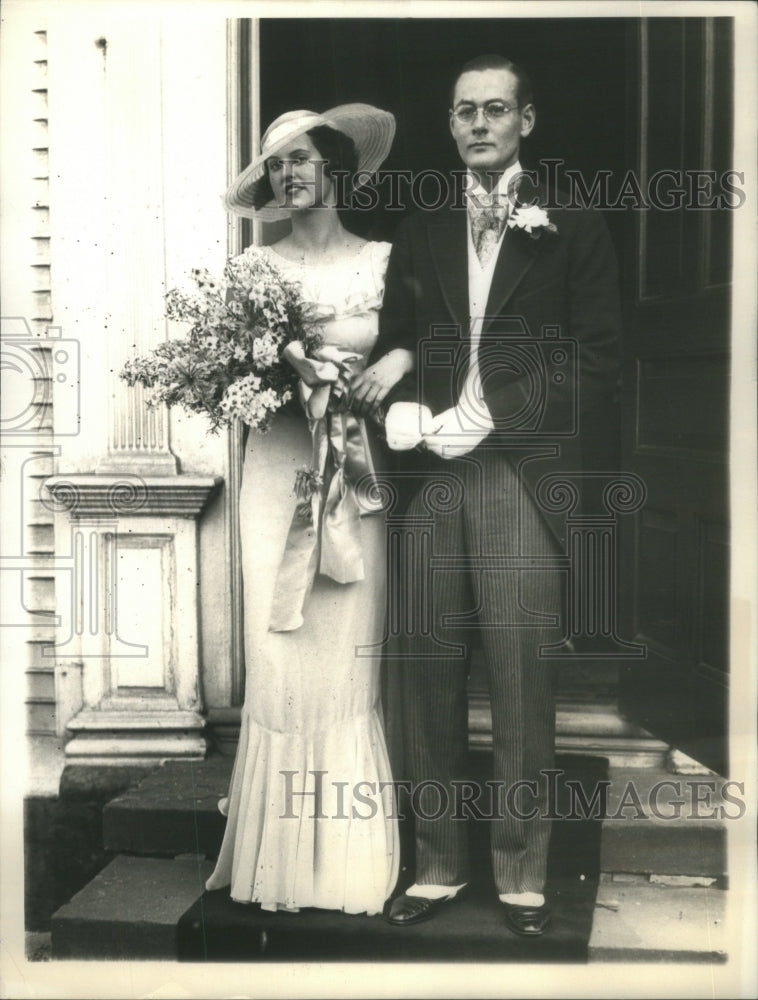 1934 Press Photo Virginia French John Jacob Astor Wedding Best Man Lloyd Griscum- Historic Images