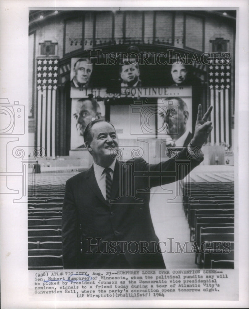 1964 Press Photo SEN. HUBERT HUMPHREY VICE PRESIDENT UNITED STATES- RSA74035 - Historic Images