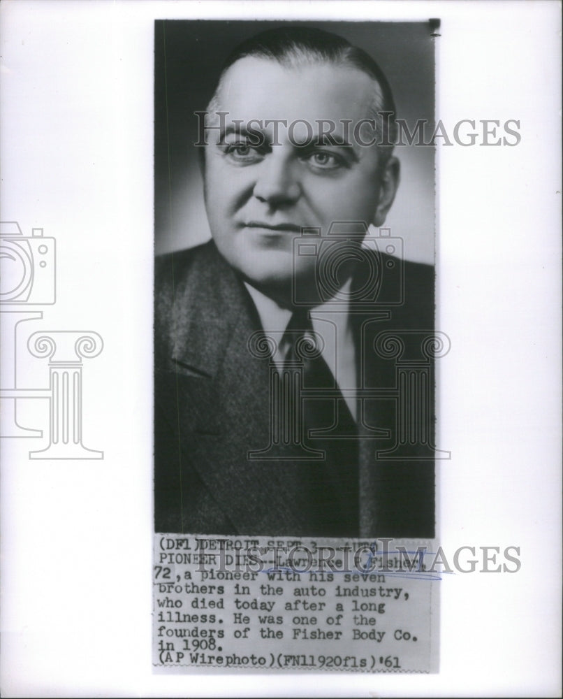 1961 Press Photo Lawrence Fisher a pioneer in the Auto industry.- RSA74507 - Historic Images