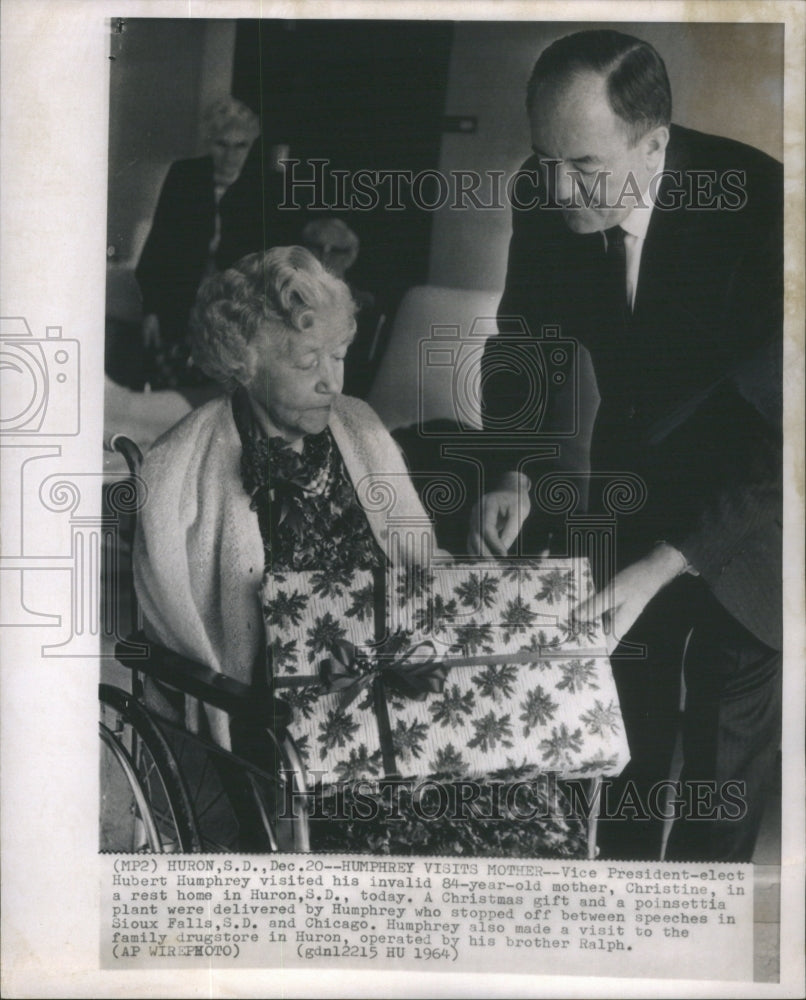 1964 Vice President-elect Hubert Humphrey visited his Mother - Historic Images