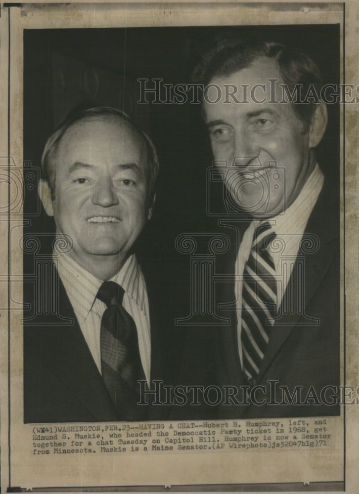 1971 Hubert Humphrey Edmund Muskie Democratic Party Tuesday Capitol - Historic Images