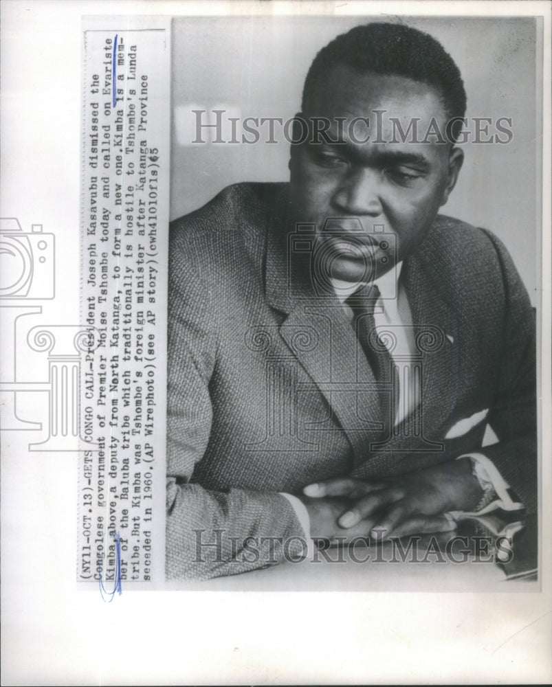 1965 Press Photo President Joseph Kasavubu Premier Moise Tshombe North Katanga - Historic Images