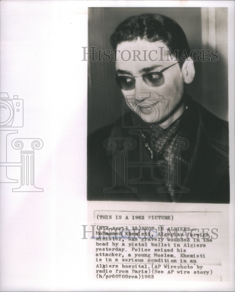 1963 Press Photo Mohammed Kheaistsi Algerian foreign Minister - Historic Images