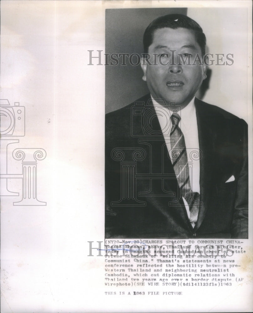 1963 Thenut Khoman Thailand foreign minister - Historic Images