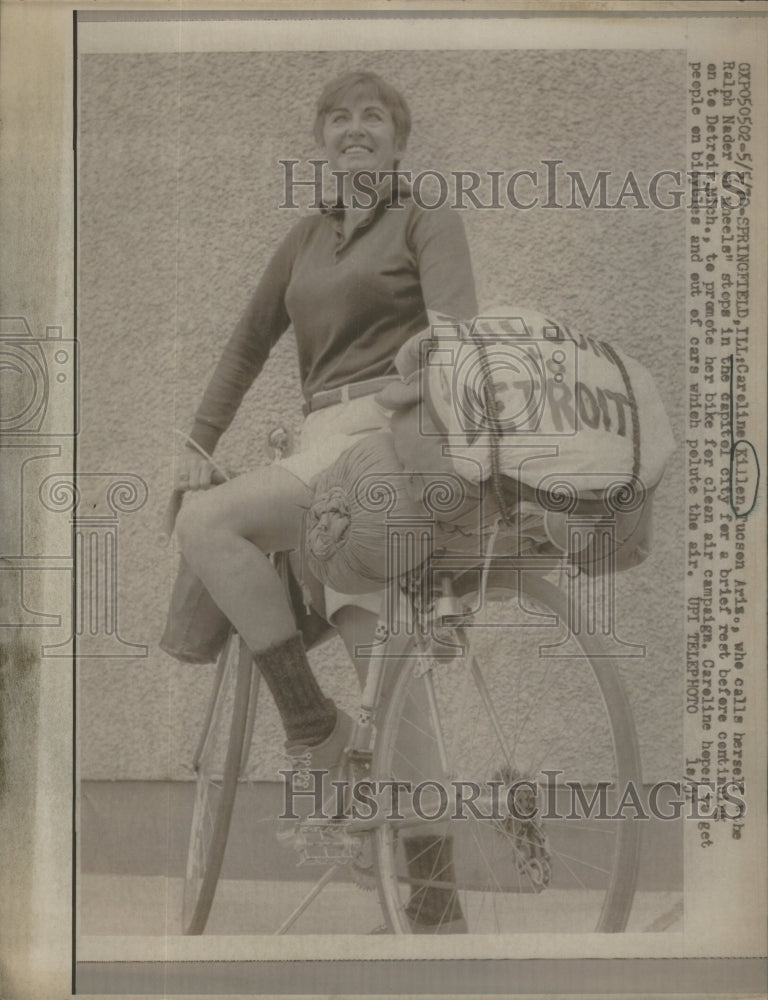 1970 Caroline Killen Bike Clean Air Campaign Springfield Illinois - Historic Images