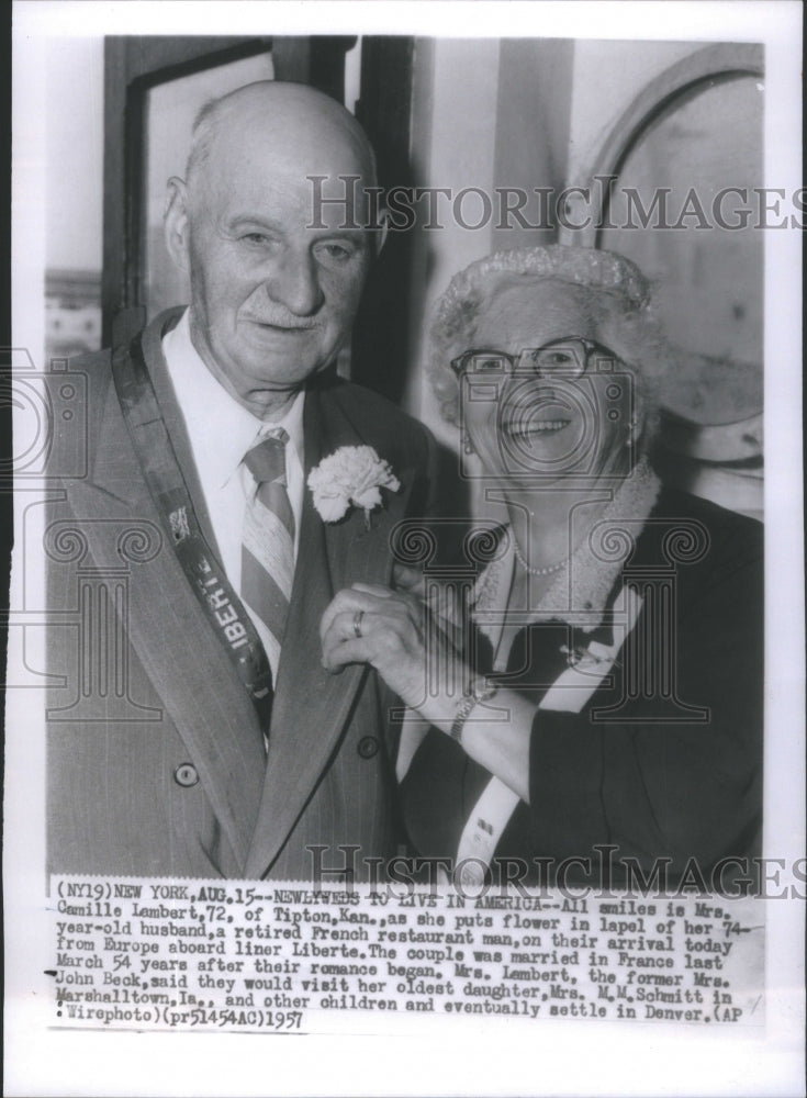 1957 Mrs Camille Lambert Lapel America Tipton Kan - Historic Images