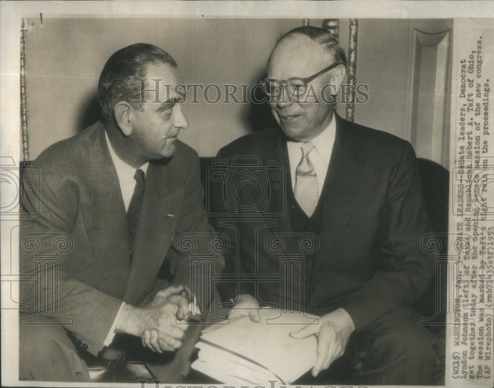 1953 Press Photo Lyndon Johnson Robert Taft Politicians- RSA76897 - Historic Images