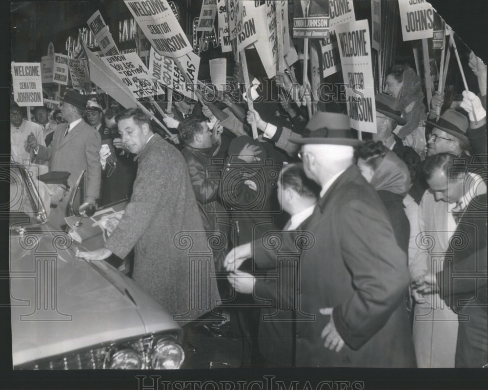 1960 Press Photo Texas Senator Lyndon Johnson Presidential Campaign - Historic Images