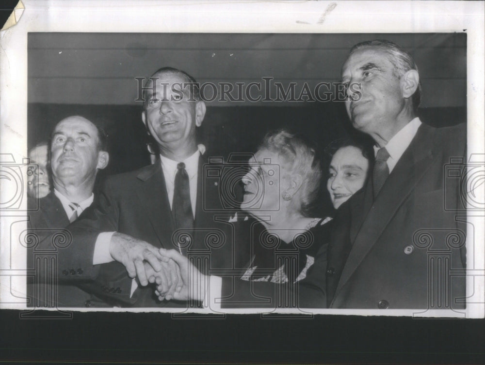 1956 Press Photo Adlai Stevenson, Averell Harriman, Lyndon Johnson, And Mother - Historic Images