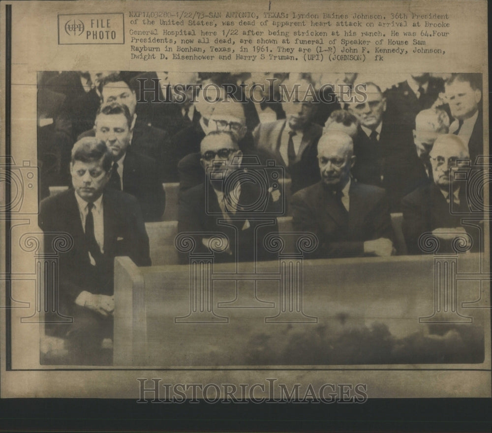 1973 Press Photo Lyndon Baines Johnson President US Apparent Heart Attack Dead - Historic Images