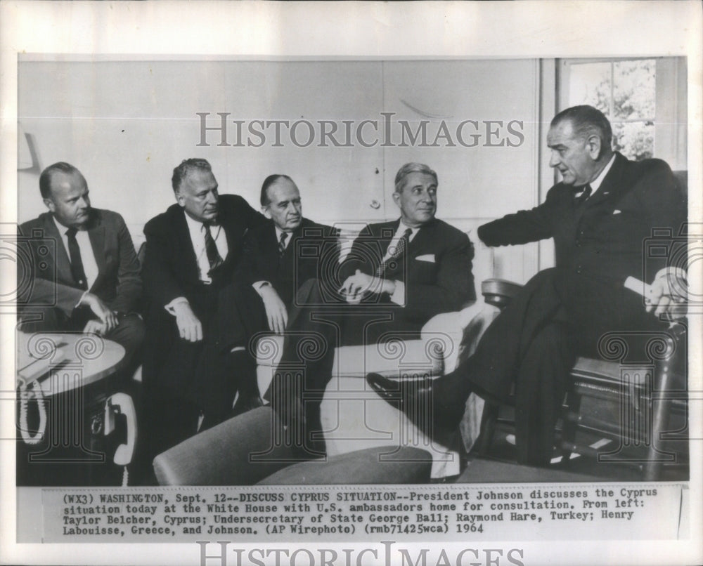 1964, President Johnson &amp; others discuss Cyprus.- RSA77119 - Historic Images