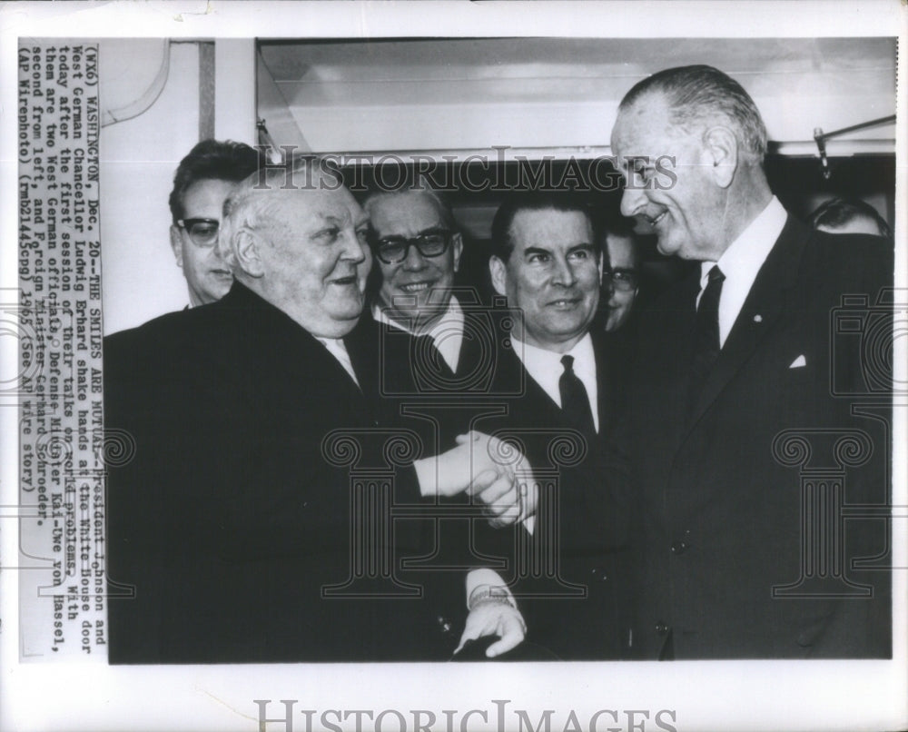1965 President Johnson And West German Chancellor Ludwig Erhard-Historic Images