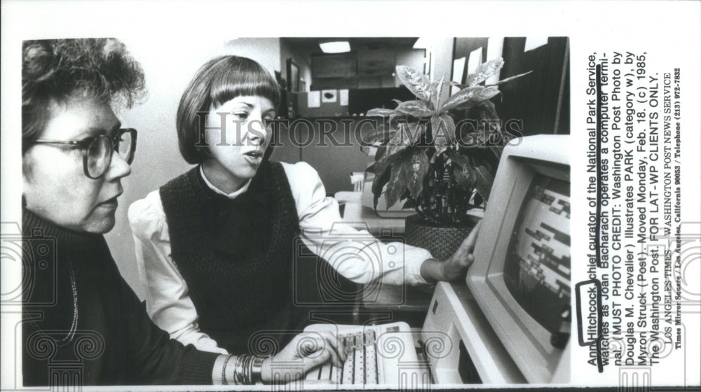 1985, Curator Of National Park Services Watches Joan Bacharach Work - Historic Images