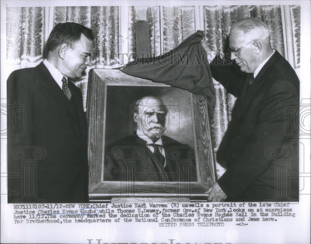 1956 Press Photo Chief Justice Charles Evans Hughs Portrait Painting - Historic Images