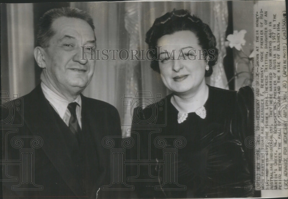 1939 Former Premier Of Russia, Alexander Kerensky And New Wife - Historic Images