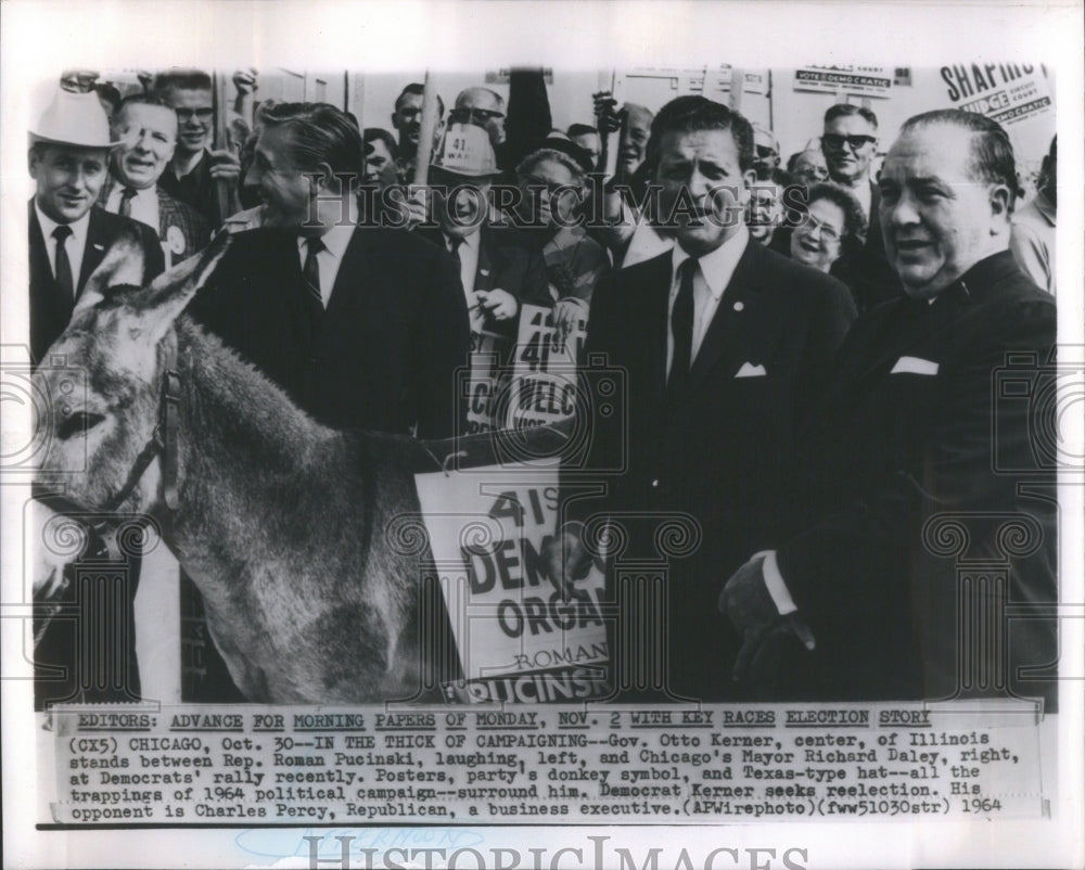 1964 Gov. Otto Kerner/Illinois/Mayor Richard Daley/Democrat Rally ...