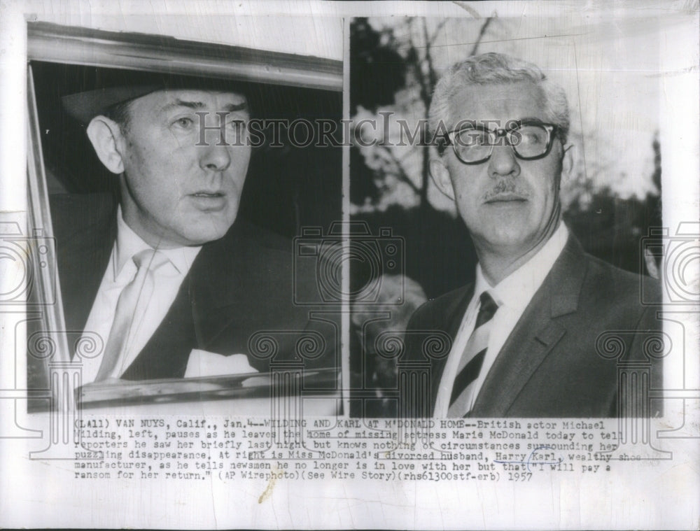 1957 Michael Wilding Actor Harry Karl Missing Actress Marie McDonald-Historic Images