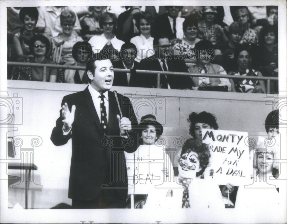 1969 Television Host Monty Hall Speaking Crowd Clown - Historic Images