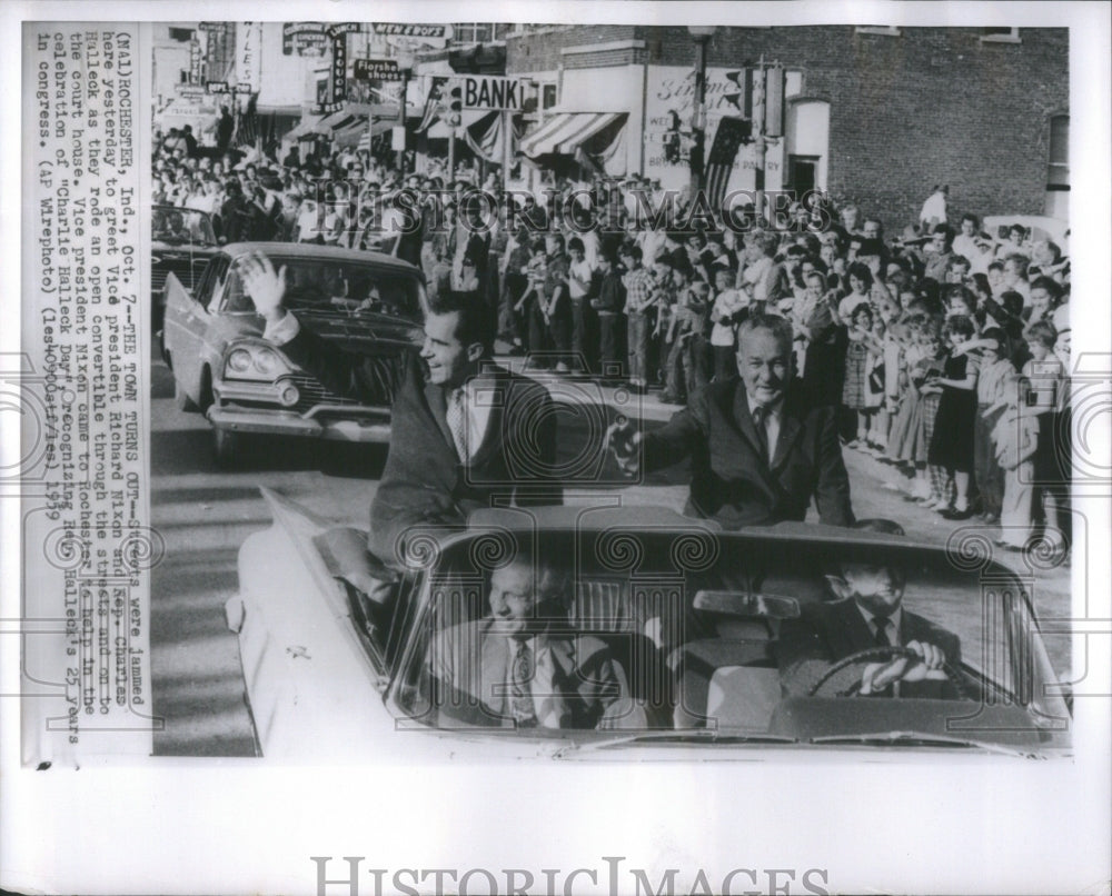 1959 Press Photo President Richard Nixon Charles Halleck congress Street - Historic Images