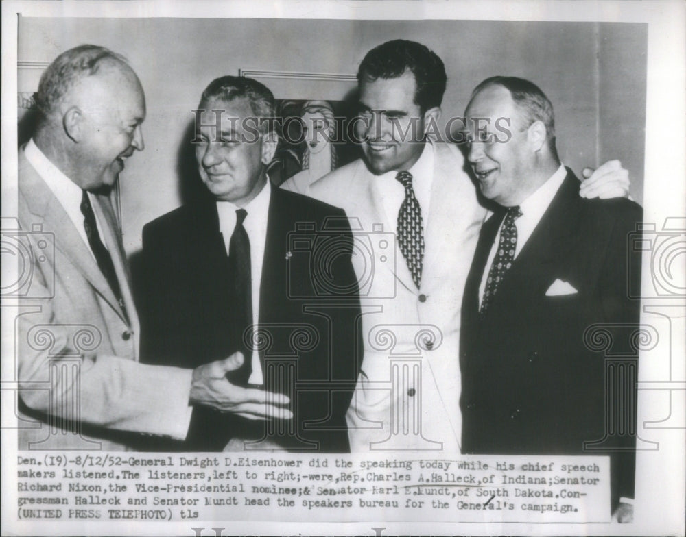 1952 Gen. Eisenhower, Rep. C.Halleck, Sen. Richard Nixon, Sen. Mundt - Historic Images