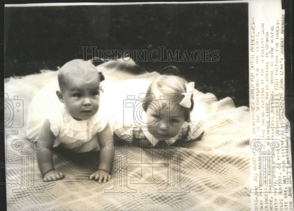 1940 Press Photo Netherlands Royal Family Princess Irene &amp; Beatrix- RSA79171- Historic Images