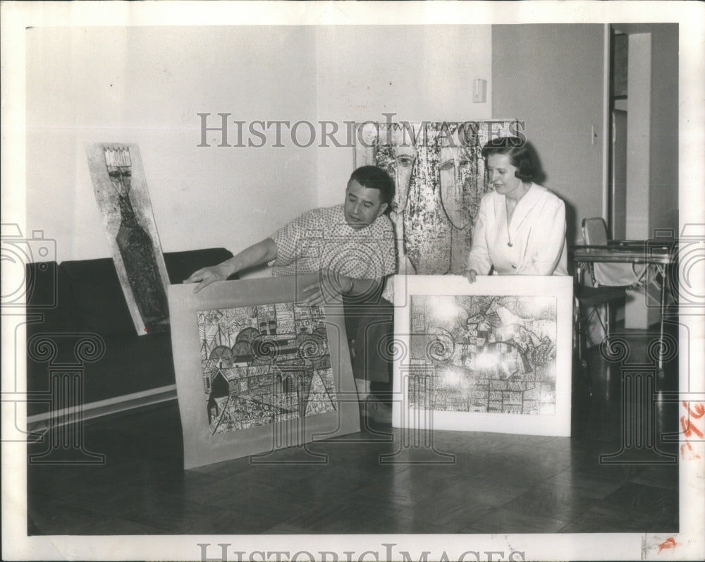 1958 Kalmar Alice Kimmel park Forest couple Art Festival Midwest - Historic Images