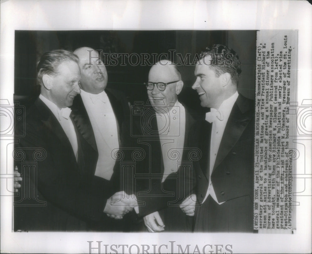 1953 Press Photo Dag Hammarskjold Richard Nixon - Historic Images