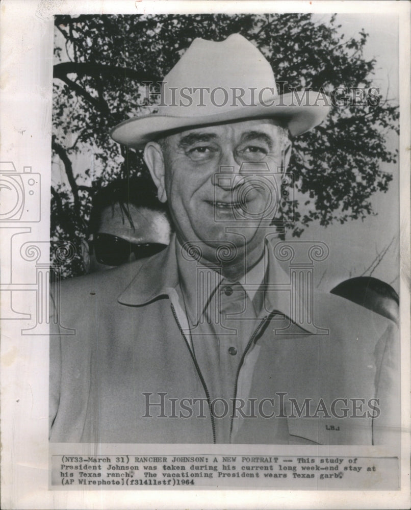 1964 Press Photo President Johnson Texas garb wears vacation- RSA79769 - Historic Images