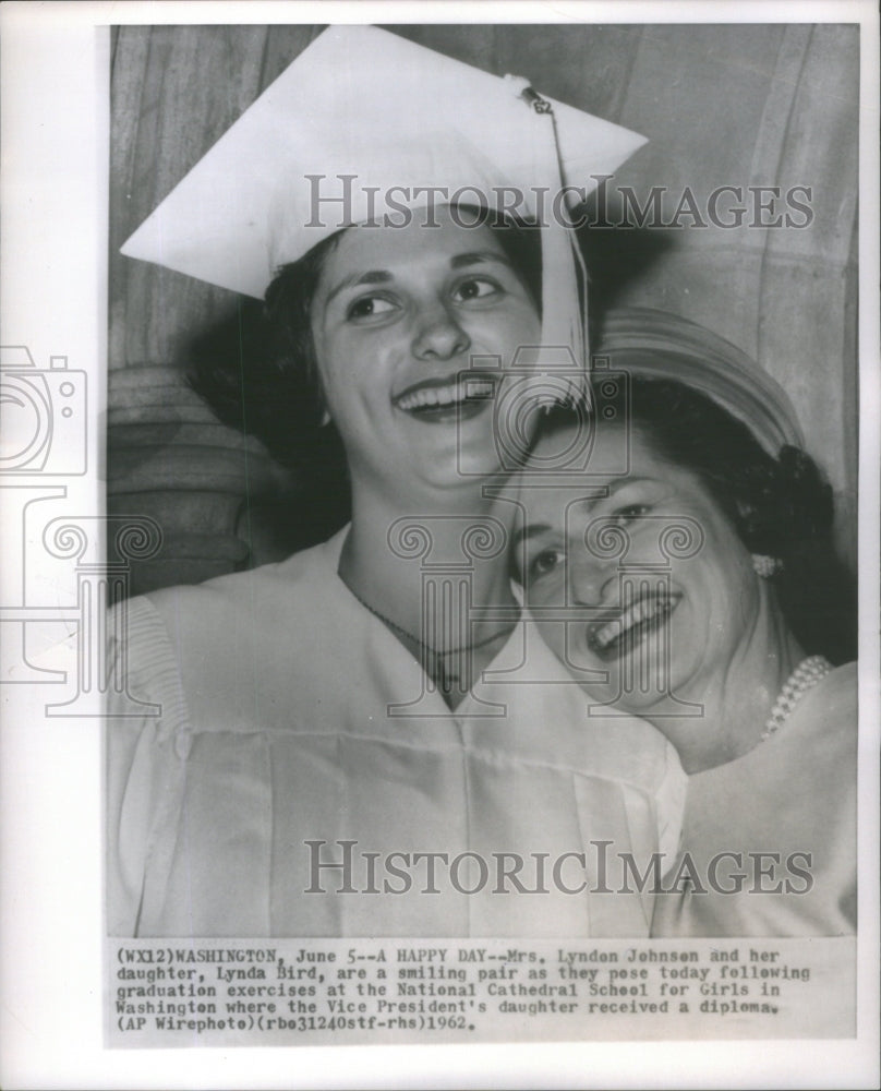 1962 Mrs.Lyndon John &amp; her Daughter Lydia. - Historic Images