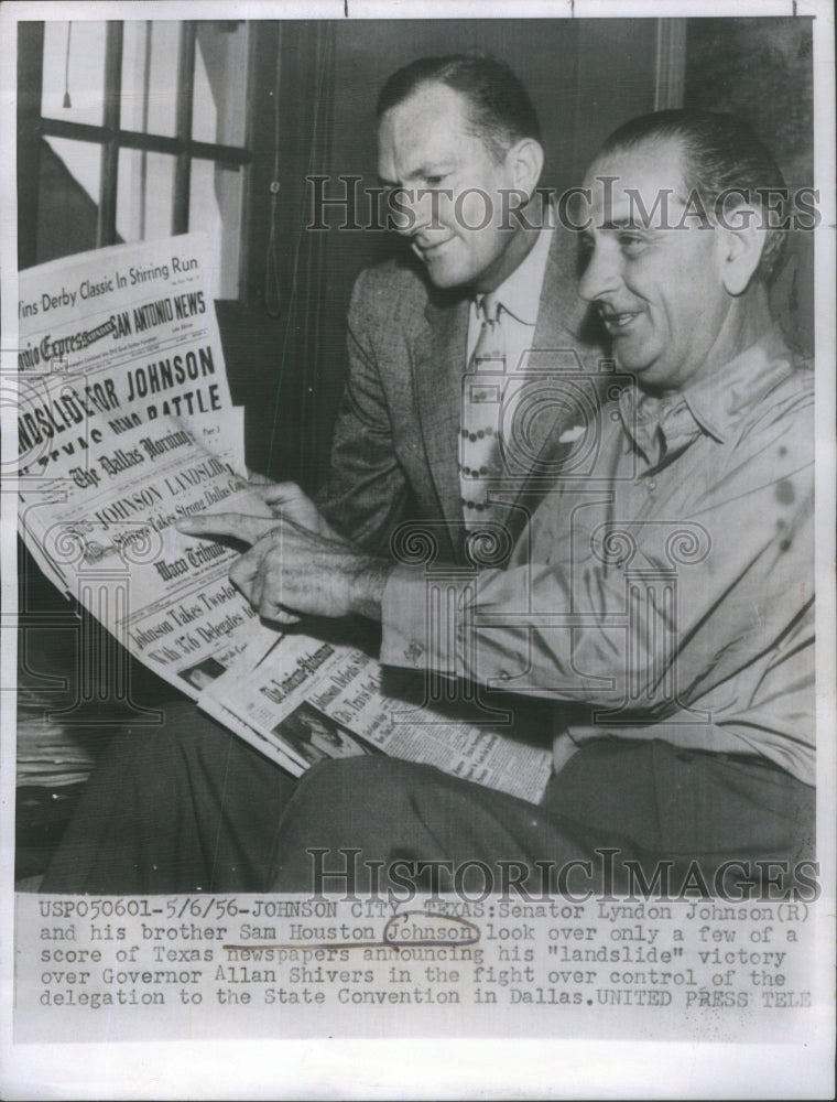 1956 Press Photo Senator Lyndon Johnson & his brother.- RSA80289 - Historic Images