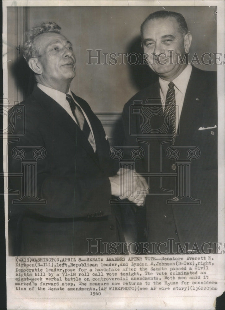 1960 Senators Everett Dirksen Lyndon Johnson Politicians - Historic Images