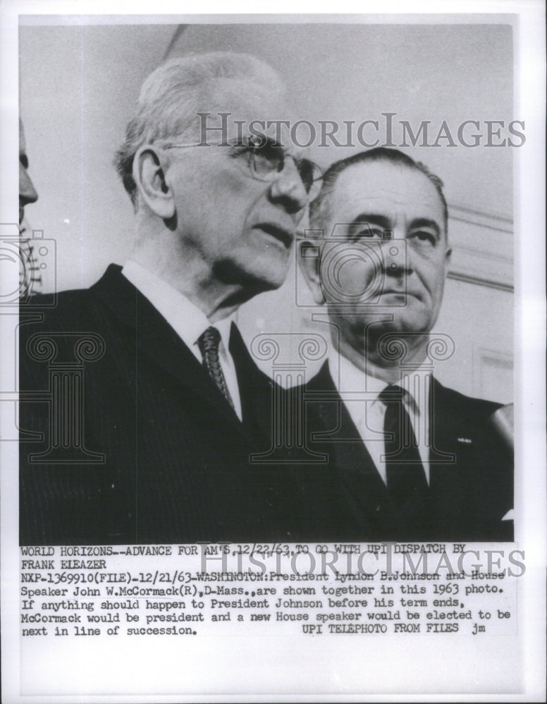 1963 Pres.Johnson with John W.McCormick.-Historic Images