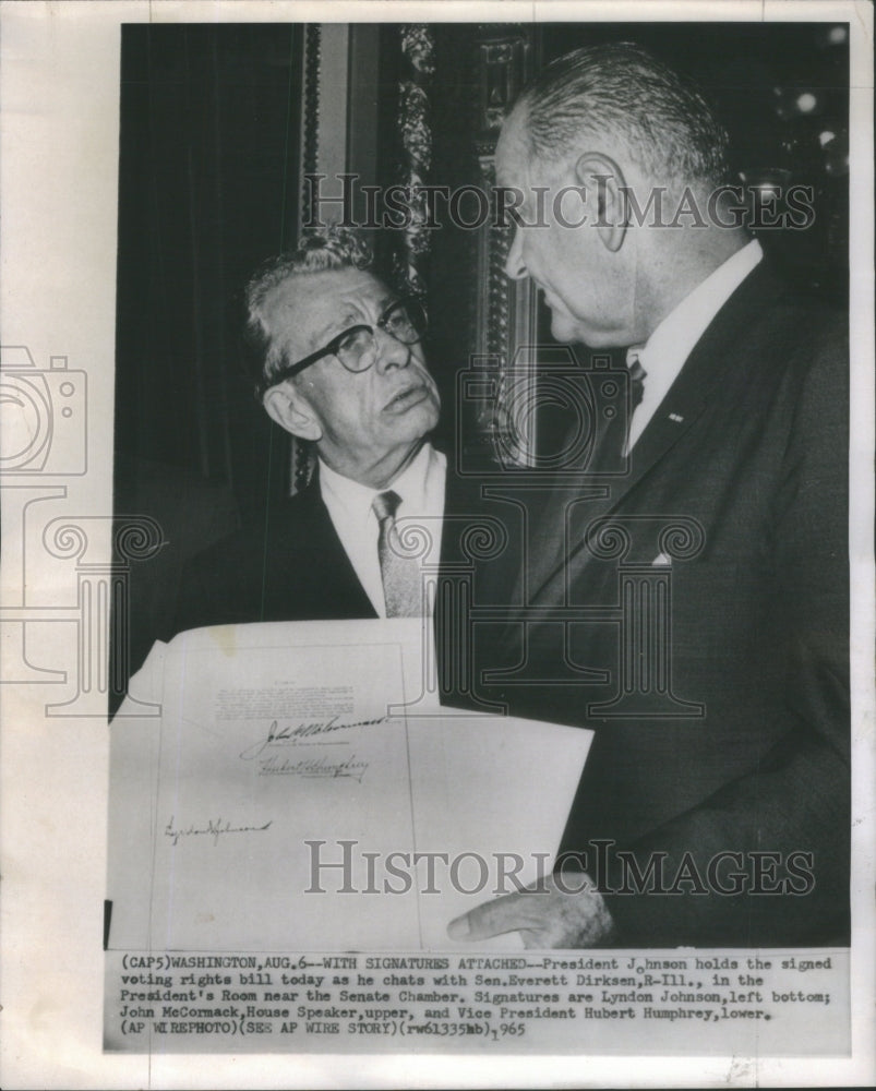 1965 President Lyndon Johnson Senator Everett Dirksen - Historic Images