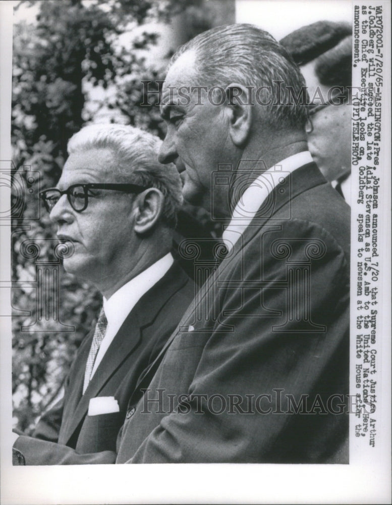 1965 Press Photo Pres.Johnson with Arthur J.Goldberg.- RSA80335 - Historic Images