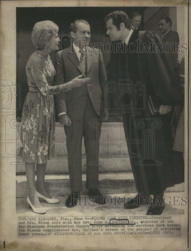 1972 Press Photo Nixon John Huffman Key Biscayne Presbyterian Church Service - Historic Images