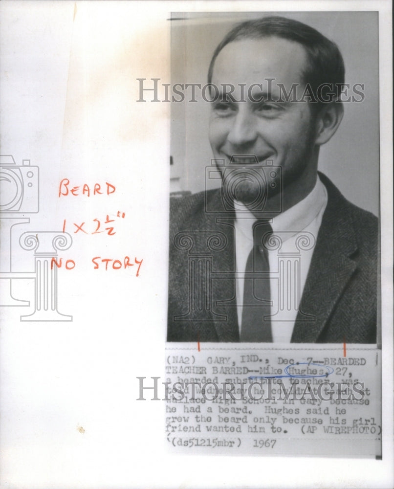 1967 Wallace high School Bearded Teacher barred Mike Hughes - Historic Images