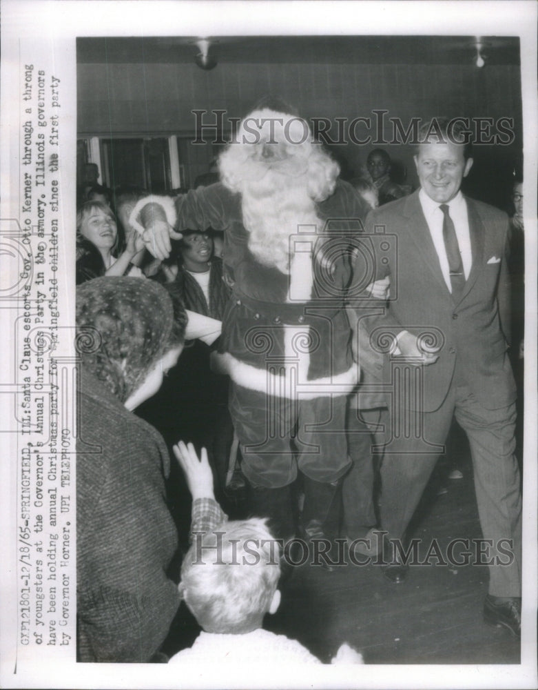 1965 Press Photo Governor Annual Christmas Party Otto Kerner Santa Clause Armory - Historic Images