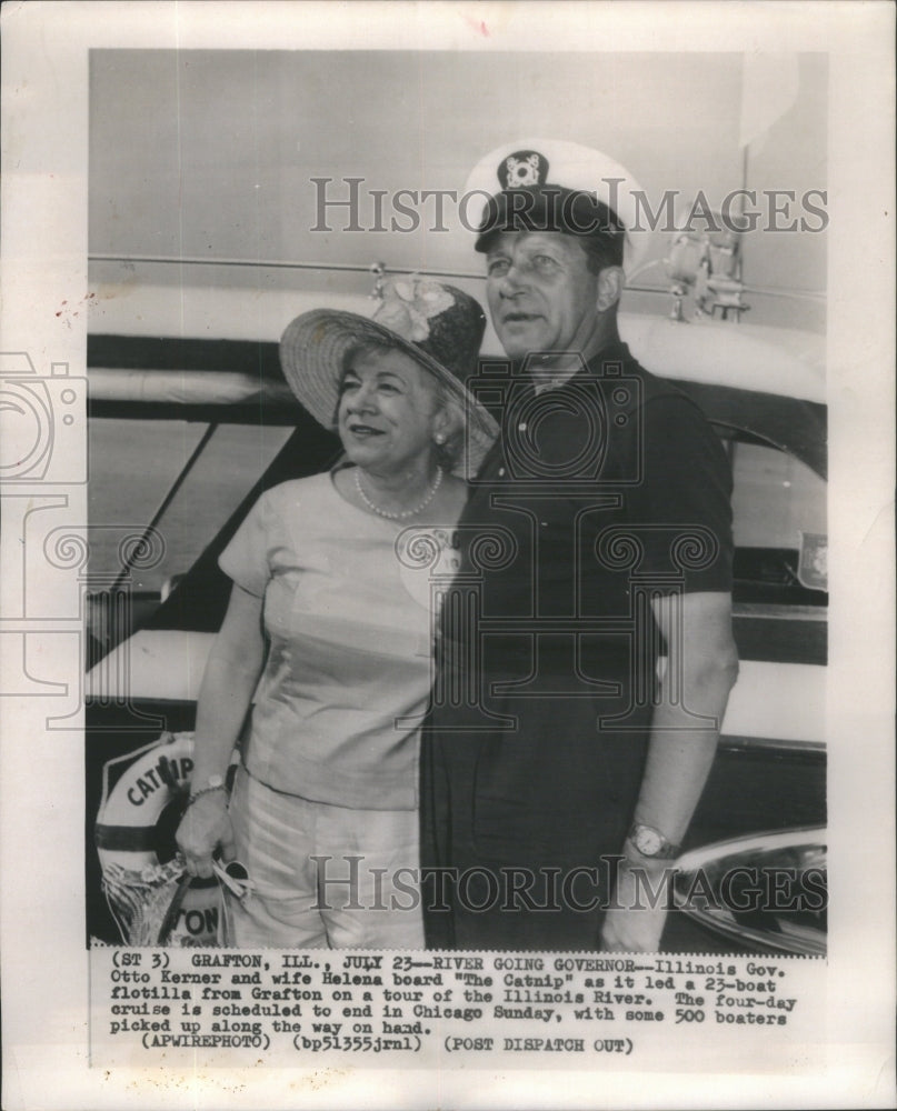1964 Illinois River Otto Kerner Catnip Helena board Grafton - Historic Images