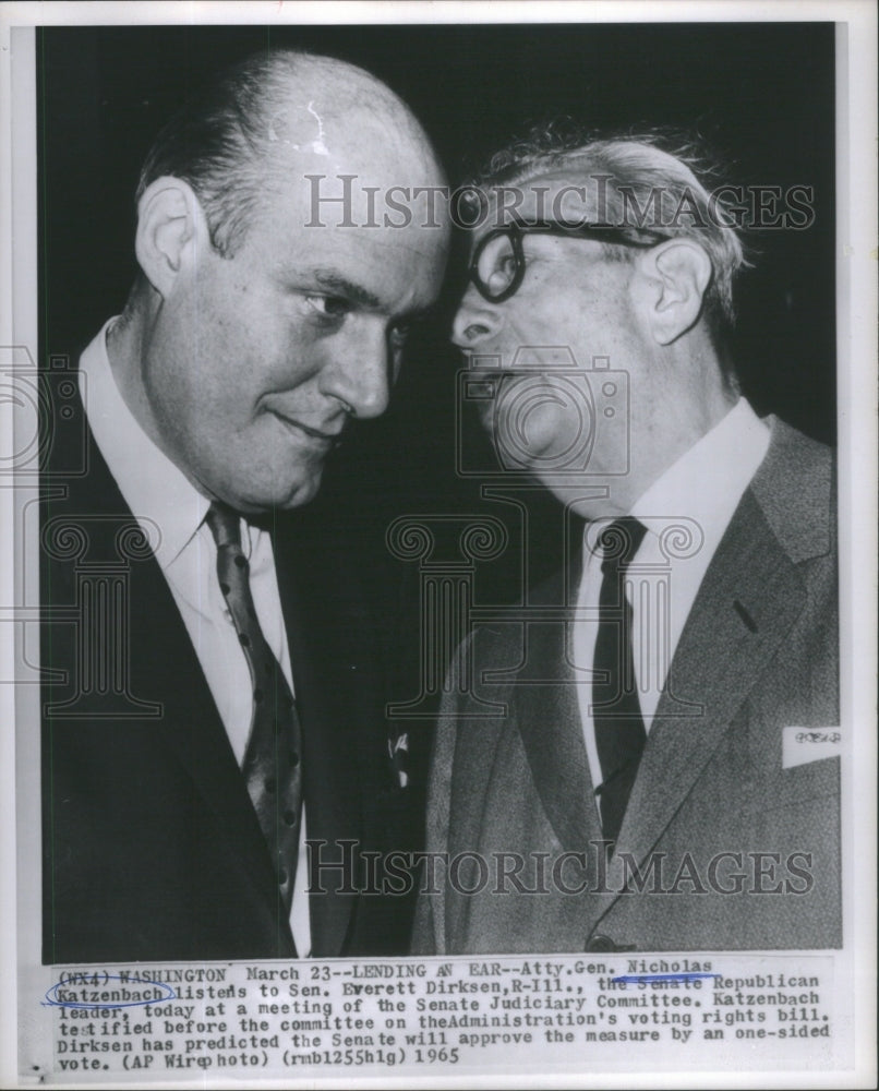 1965 Atty Gen Nicholas Katzenbach Sen Everett Dirksen republican-Historic Images