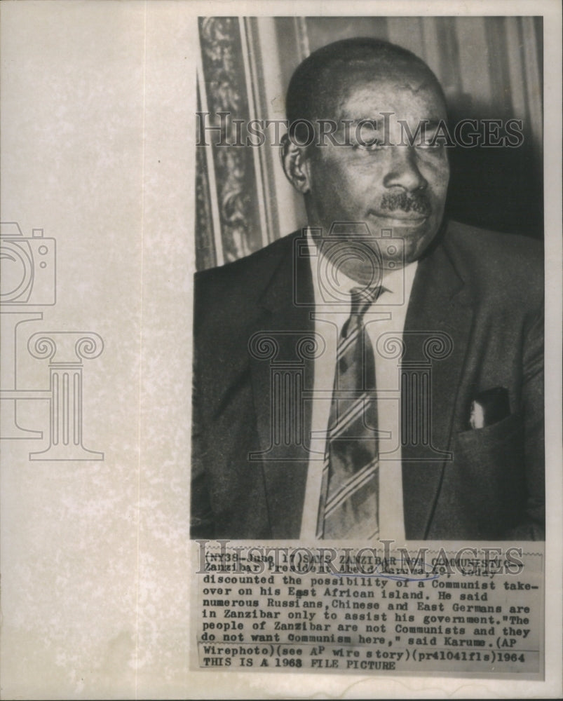 1964 East African Island Zanzibar President Communist government - Historic Images