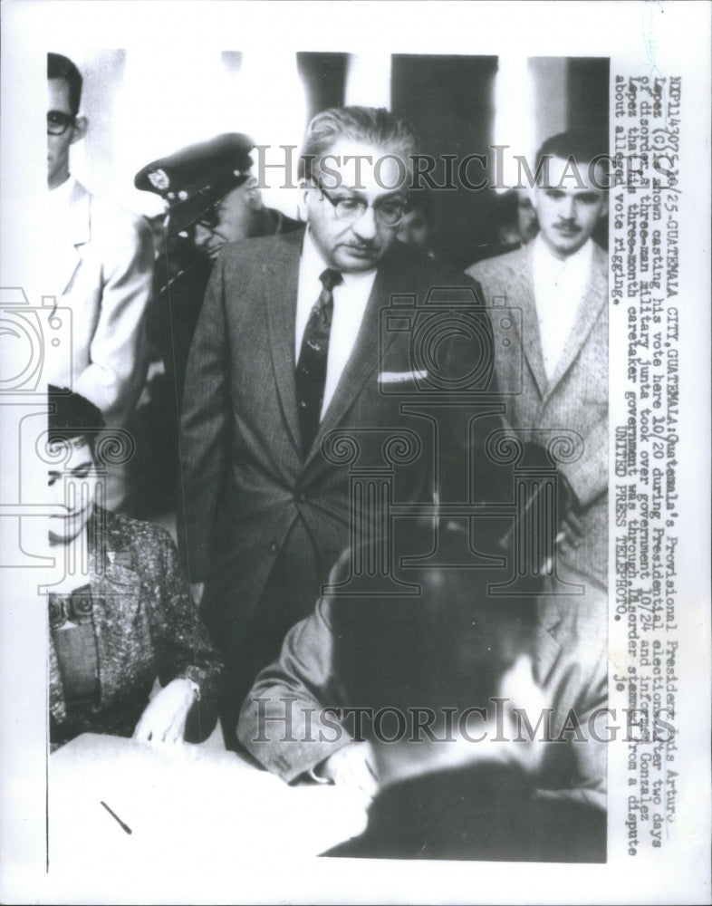 1957, QuatemalaProvisional President Luis Arturs Lepez Vote President - Historic Images