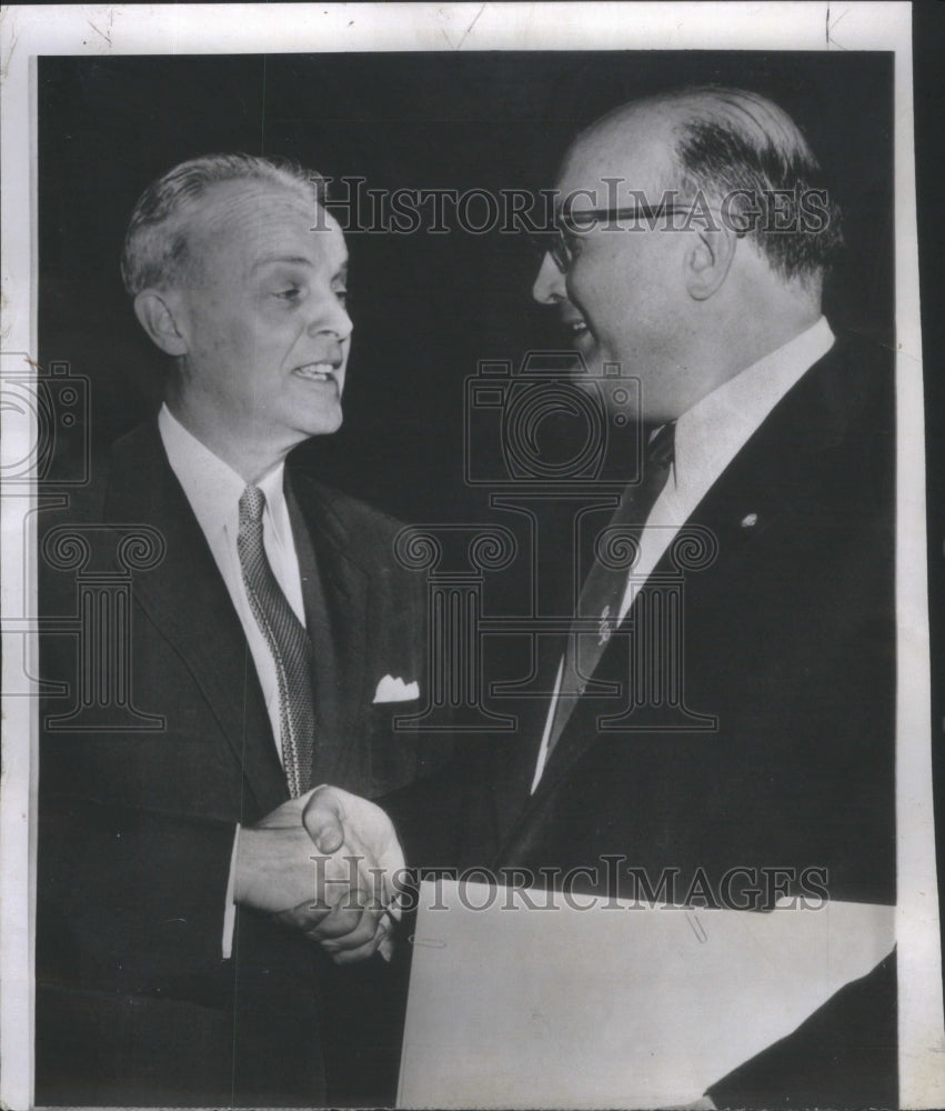 1956 Paul Butler-Leonard Hall Shake Hands Meet Senate Subcommittee - Historic Images