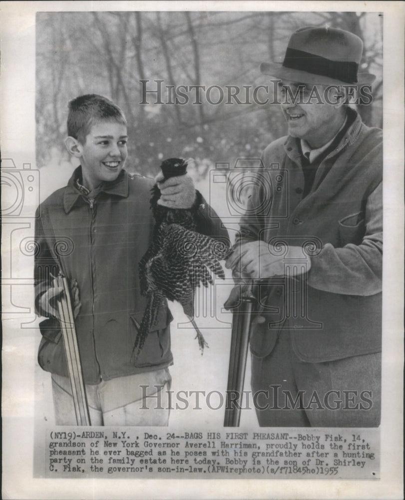 1955 Press Photo Bobby Fisk grandson New York Governor Averell Harriman - Historic Images