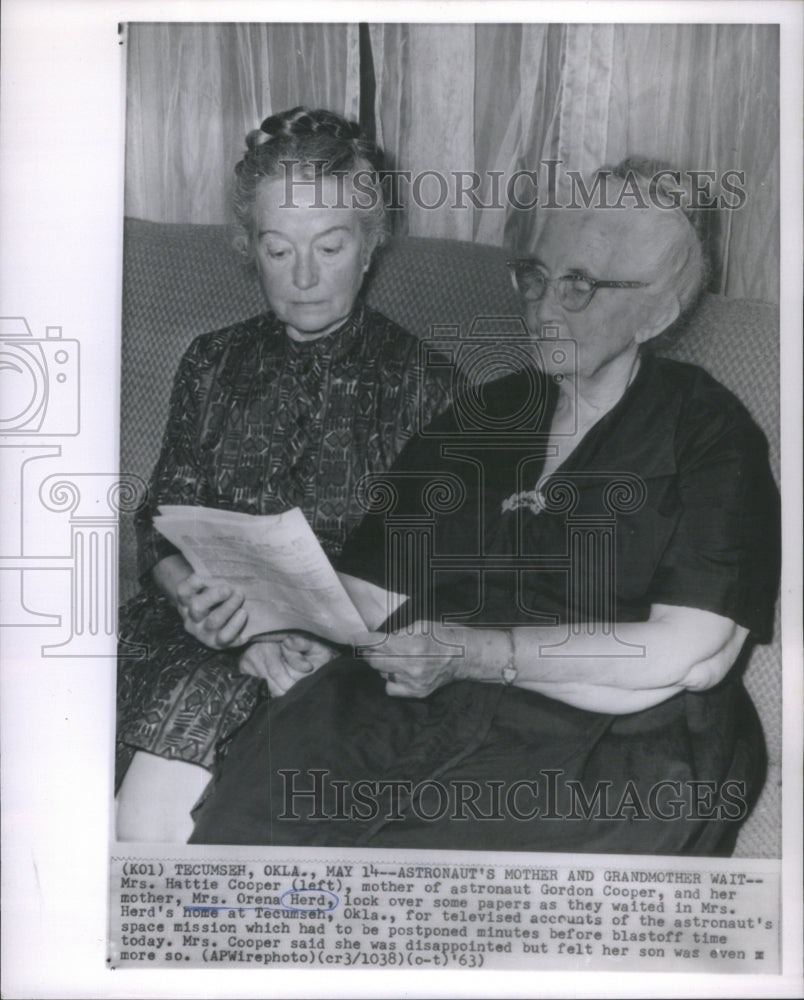 1963 Press Photo Hattie Cooper Mother-Astronaut GordonCooper-Orena Lock Papers - Historic Images