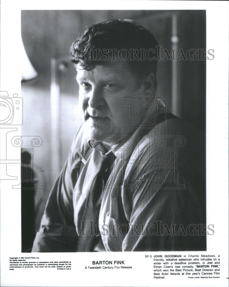 1991 Press Photo Barton Fink Film Actor Goodman Filming Portrait- RSA82407 - Historic Images