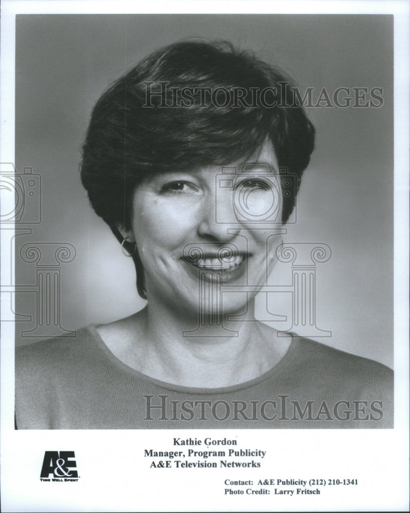 1995 Kathie Gordon manager program publicity A&amp;E Television Network - Historic Images